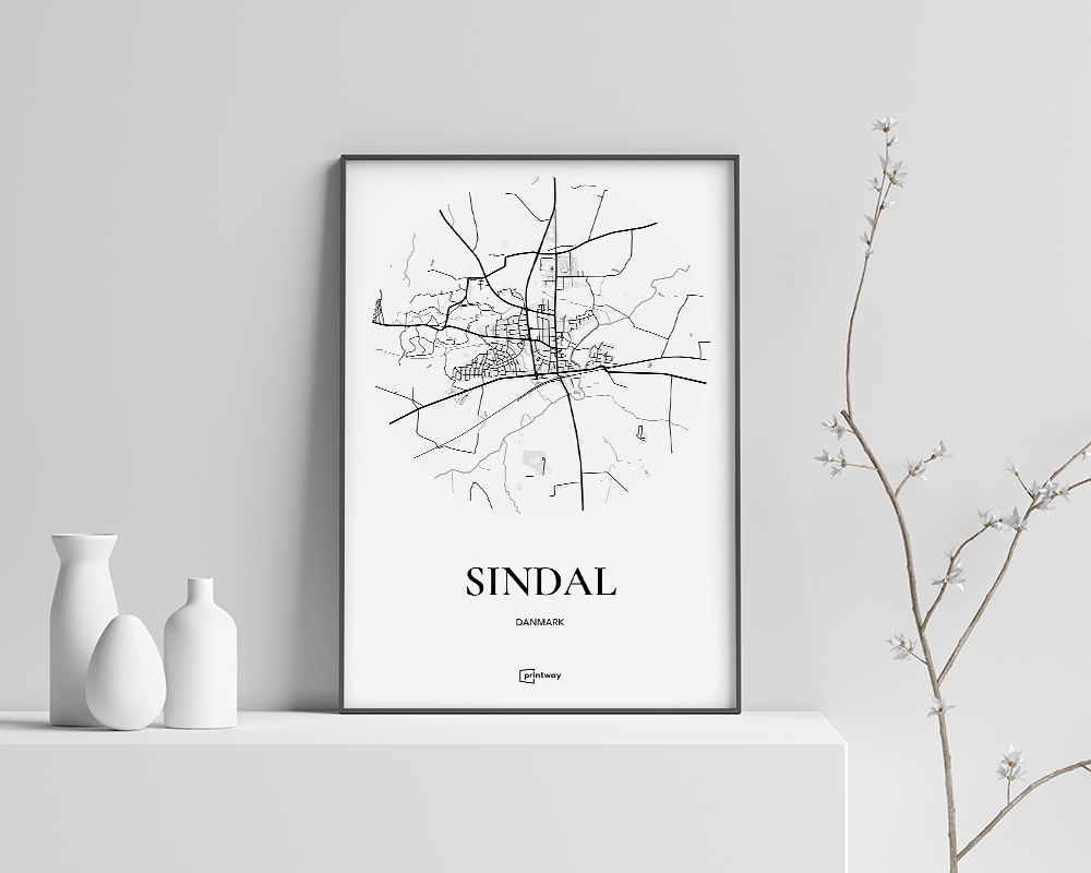 Sindal Bykort Plakat - Minimalistisk Design 50x70 cm