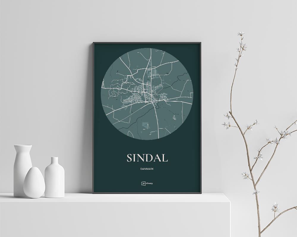 Sindal Bykort Plakat i Skovgrøn - Unik Design
