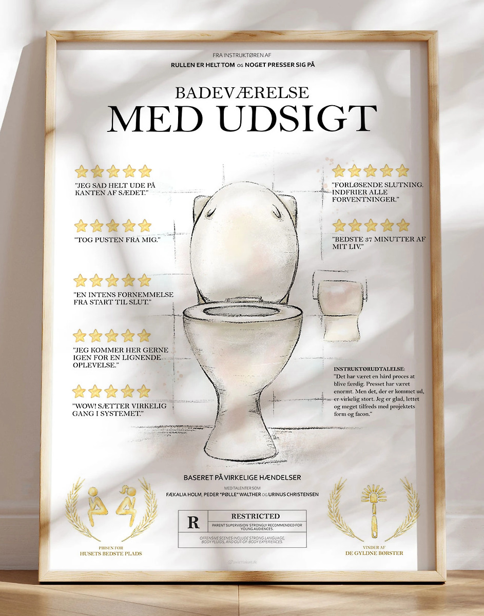 Sjov Plakat Til Badeværelset Filmplakat Med Masser   Toilethumor