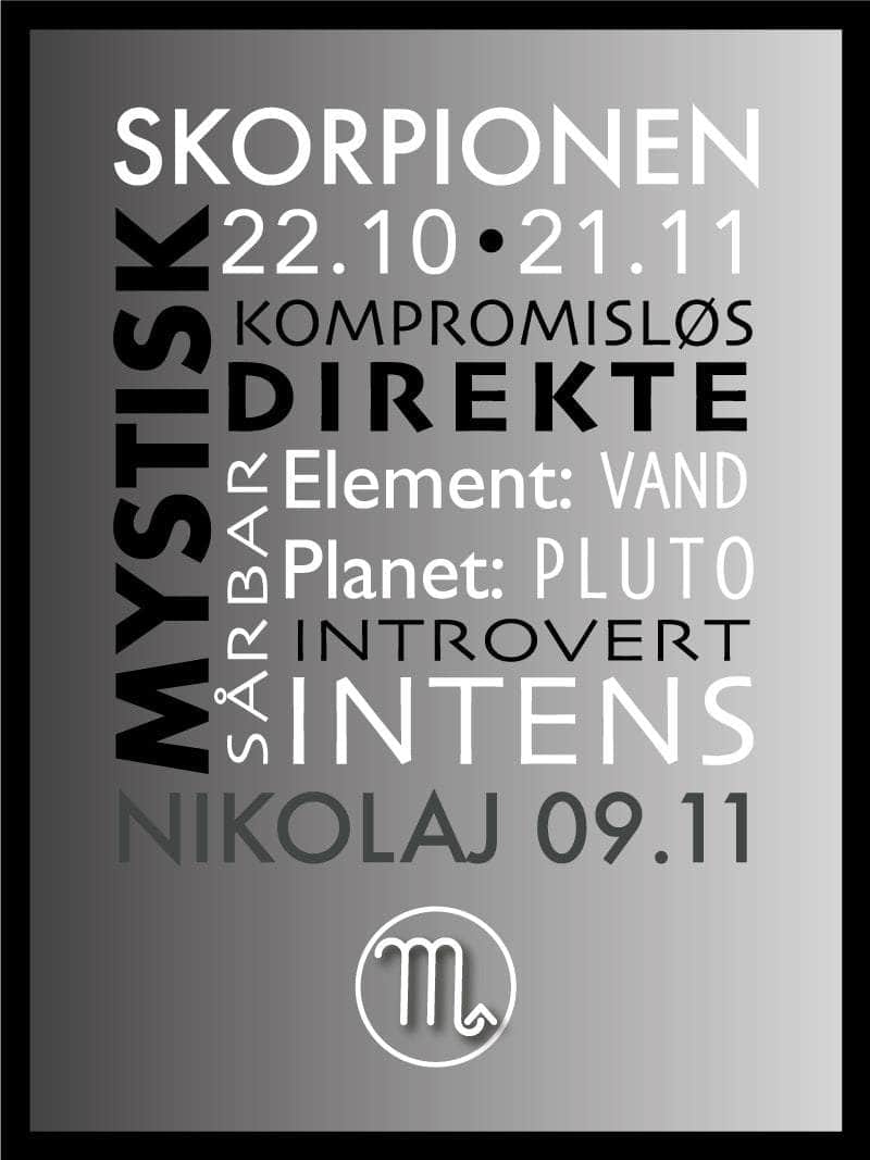 Skorpion Stjernetegn Plakat - Unik Dekoration til Dit Hjem