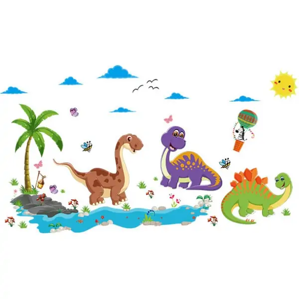 Sød Dinosaurus Wallsticker med Baby Dinoer – Udsalg!