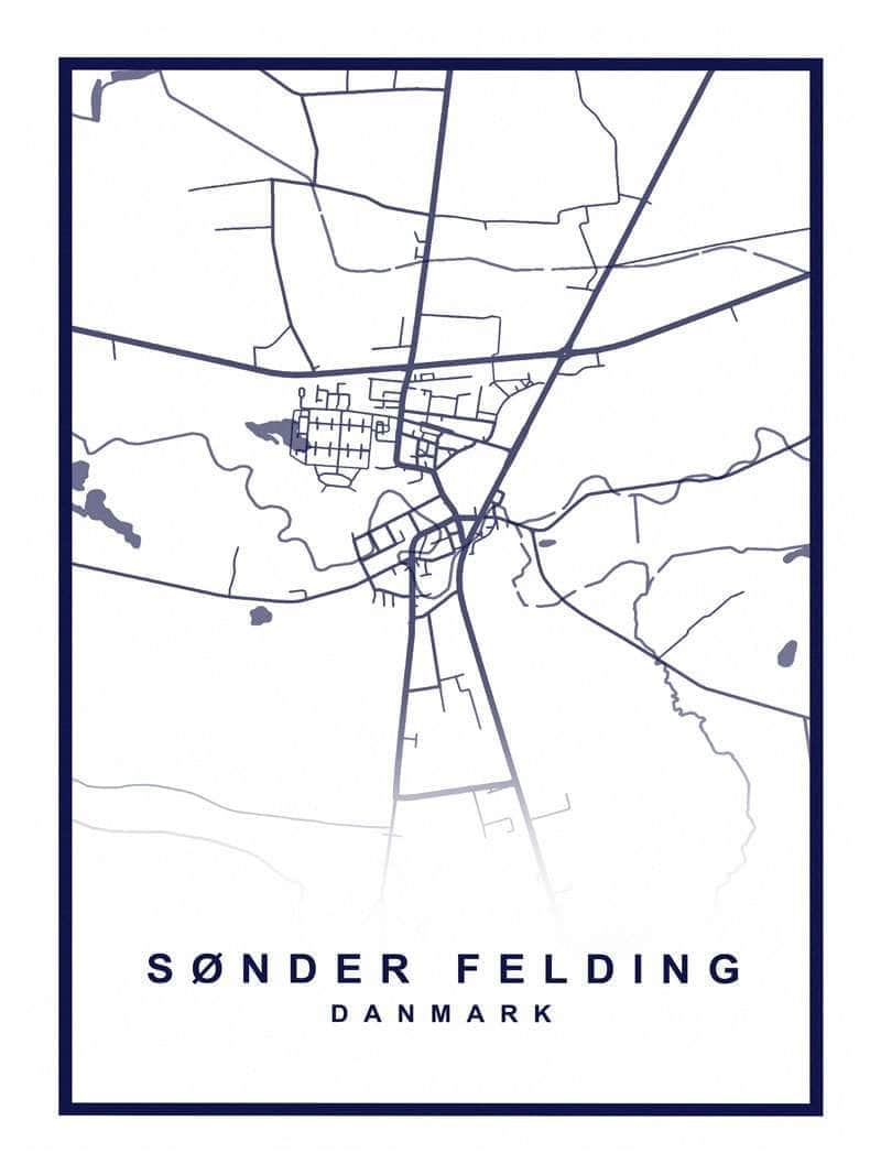 Sønder Felding Kortplakat – Unik Indretning til Dit Hjem