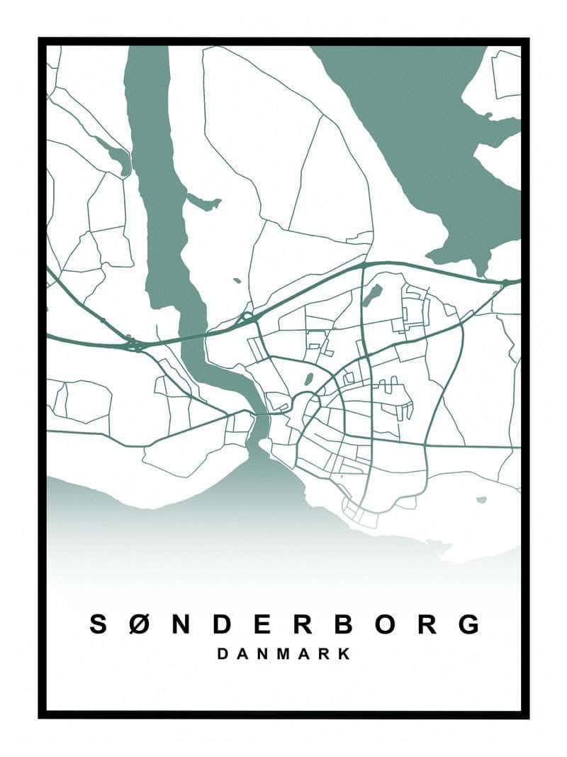Sønderborg Plakat - Detaljeret Kort over Sønderborg By