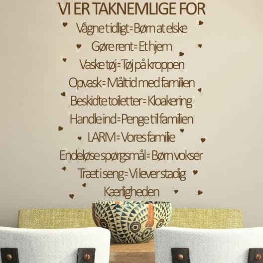 Taknemmelighed Vægklistermærke – Pynt dit hjem med stil!