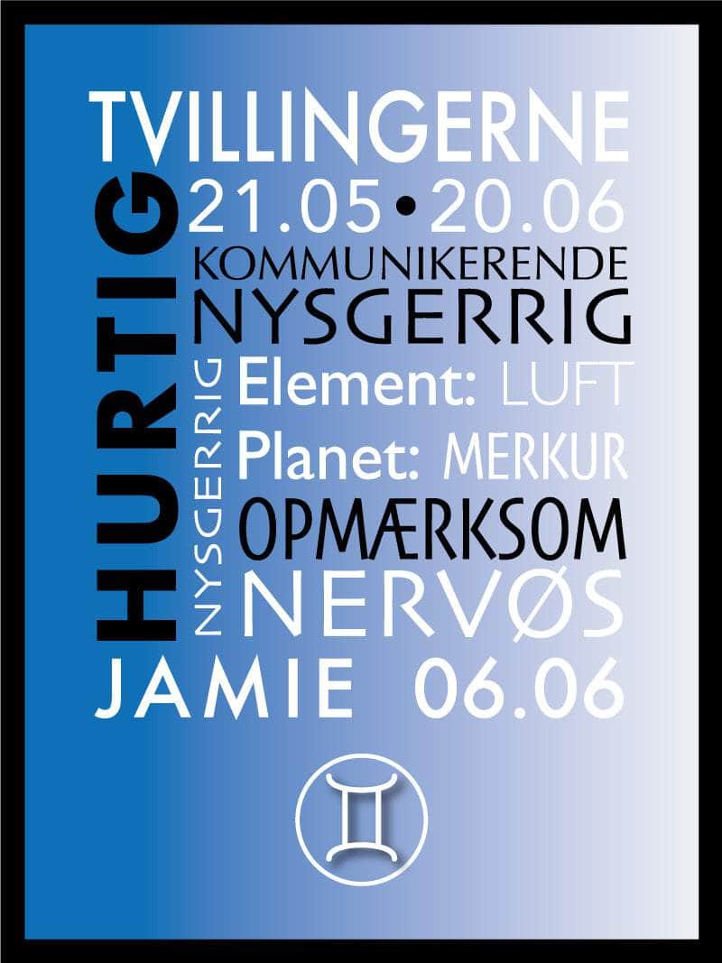 Tvillingerne Stjernetegn Plakat – Unik Indretning til Hjemmet