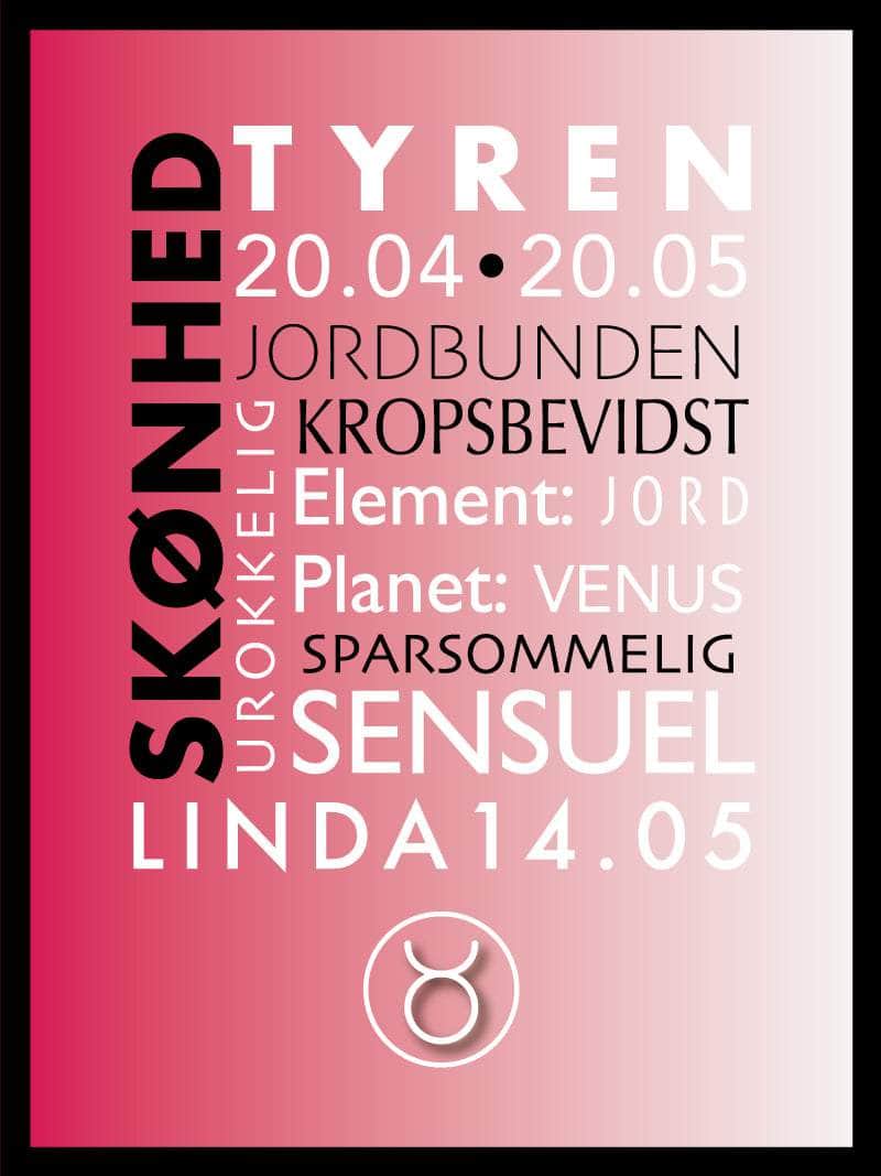 Tyren Stjernetegn Plakat – Unik Indretning til Dit Rum
