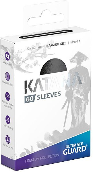 Ultimate Guard Katana Sleeves  Kortlommer  Japanese Size  Yugioh-  195 184 Rrelse  Black  60 Sleeves