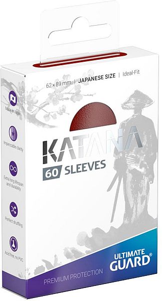Ultimate Guard Katana Sleeves  Kortlommer  Japanese Size  Yugioh-  195 184 Rrelse  Red  60 Sleeves