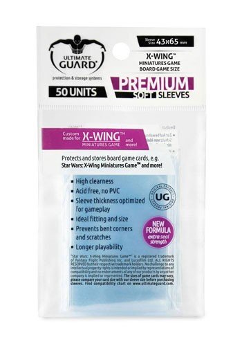 Ultimate Guard Premium Soft Sleeves    195 166 Tspils Lommer  For Board Game Cards Star Wars  -wing Miniatures Game  50 Lommer  43x65mm