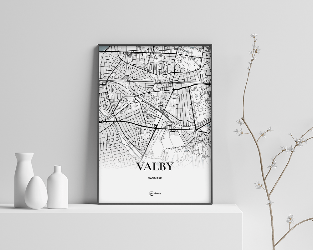 Valby Bykort Plakat - Minimalistisk Design A4
