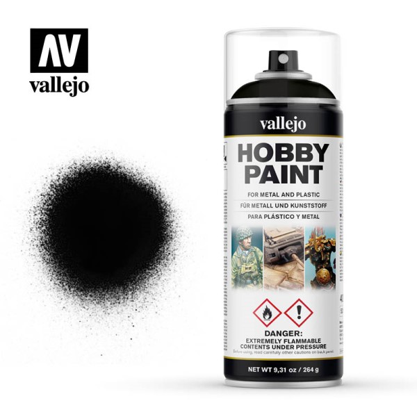Vallejo Hobby Paint Primer Spray: Sort 400ml - Super Tilbud!