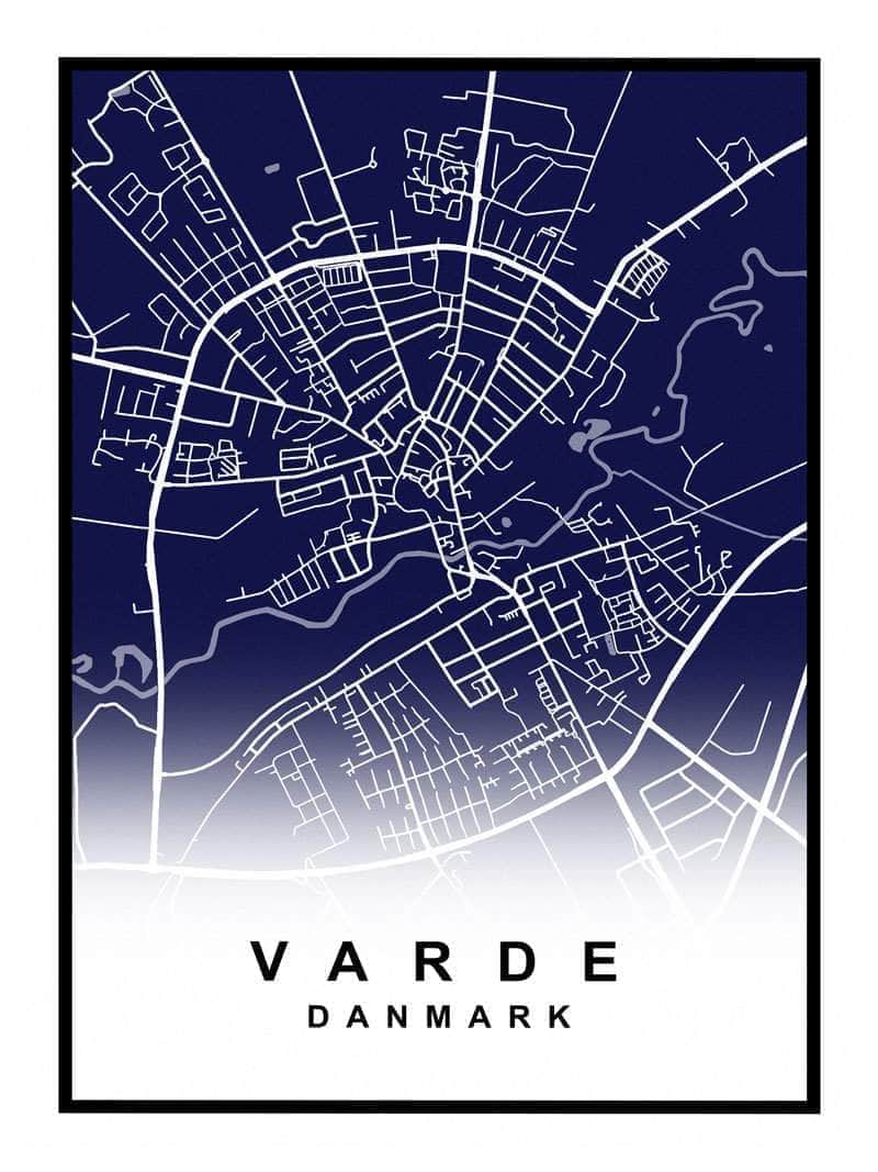 Varde Kortplakat – Udforsk Varde by i detaljer!