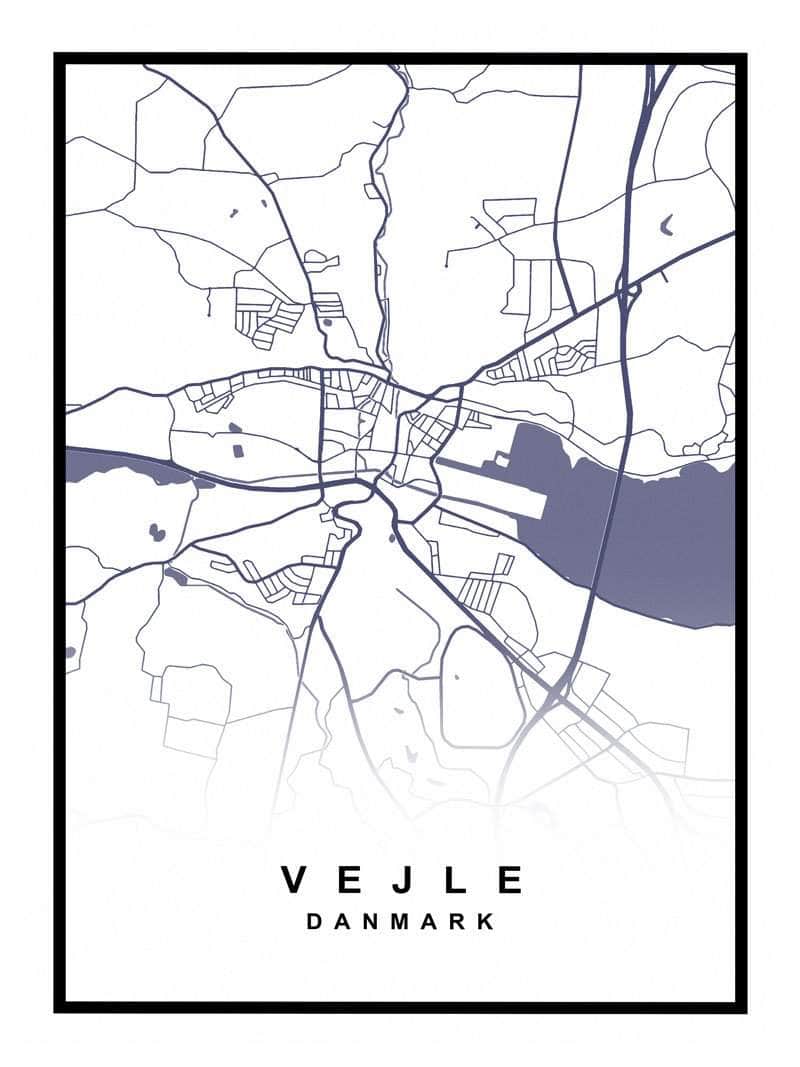 Vejle Plakat – Smukt kort over Vejle by