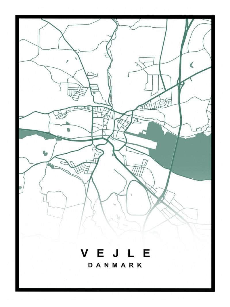 Vejle Kort Plakat – Smuk Oversigt over Vejle By