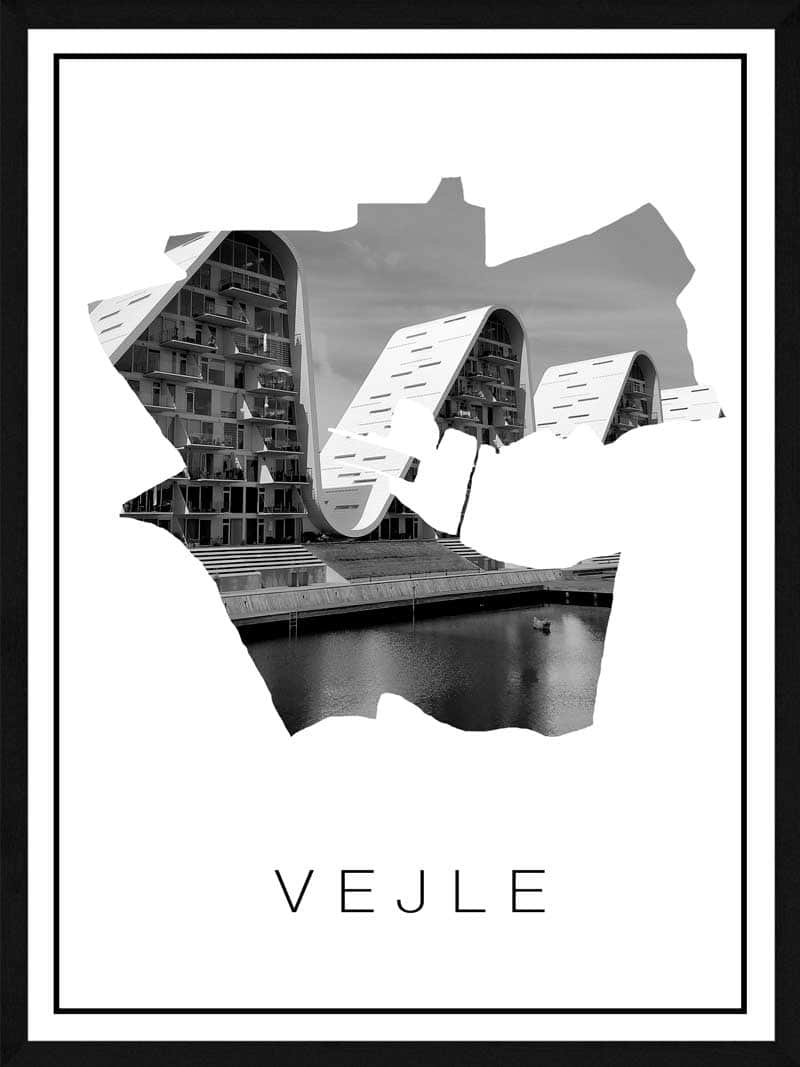 Vejle Plakat - Detaljeret Kort over Vejles Skønhed