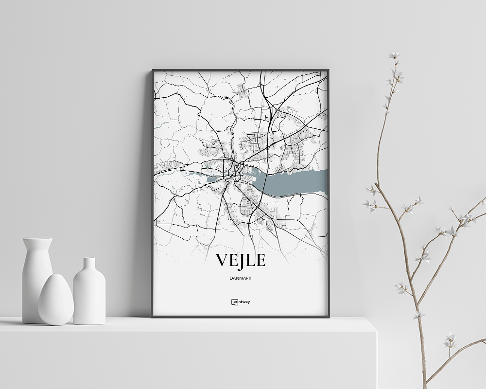 Vejle Bykort Plakat – Minimalistisk Kunst til Hjemmet