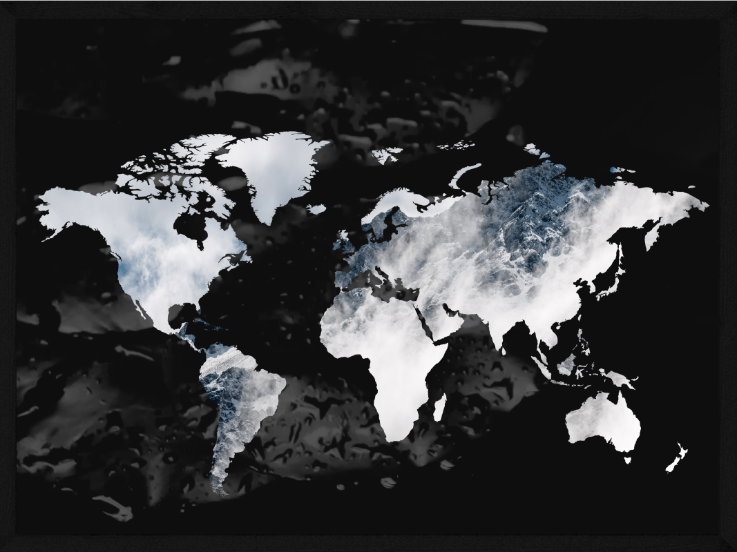 Verdenskort Plakat - Elegant Sort og Rose Design