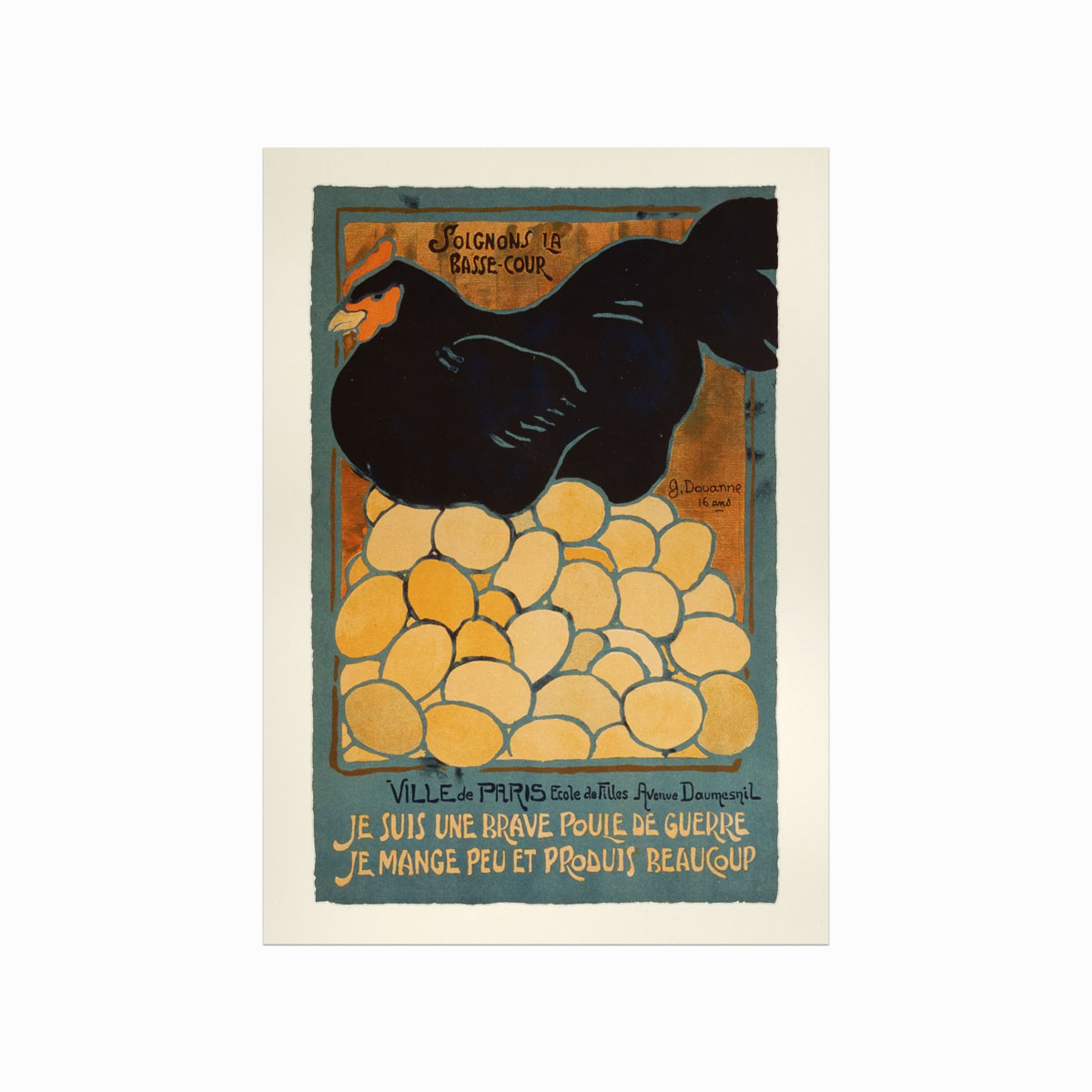Vintage Plakat: Modig Høne – Unik Dekoration til Dit Hjem