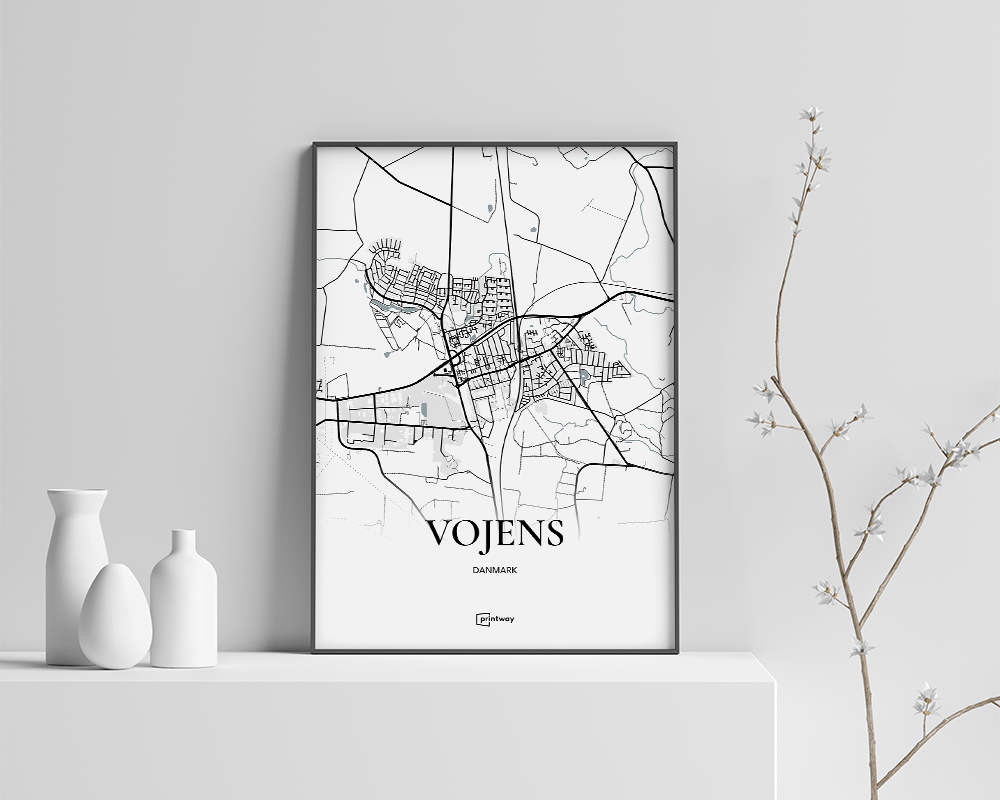 Vojens Bykort Plakat - Minimalistisk Design i Høj Kvalitet
