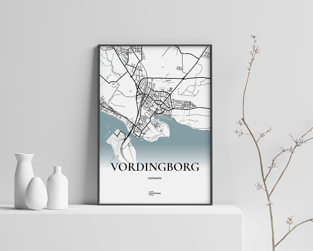 Vordingborg Bykort Plakat – Minimalistisk Design A1
