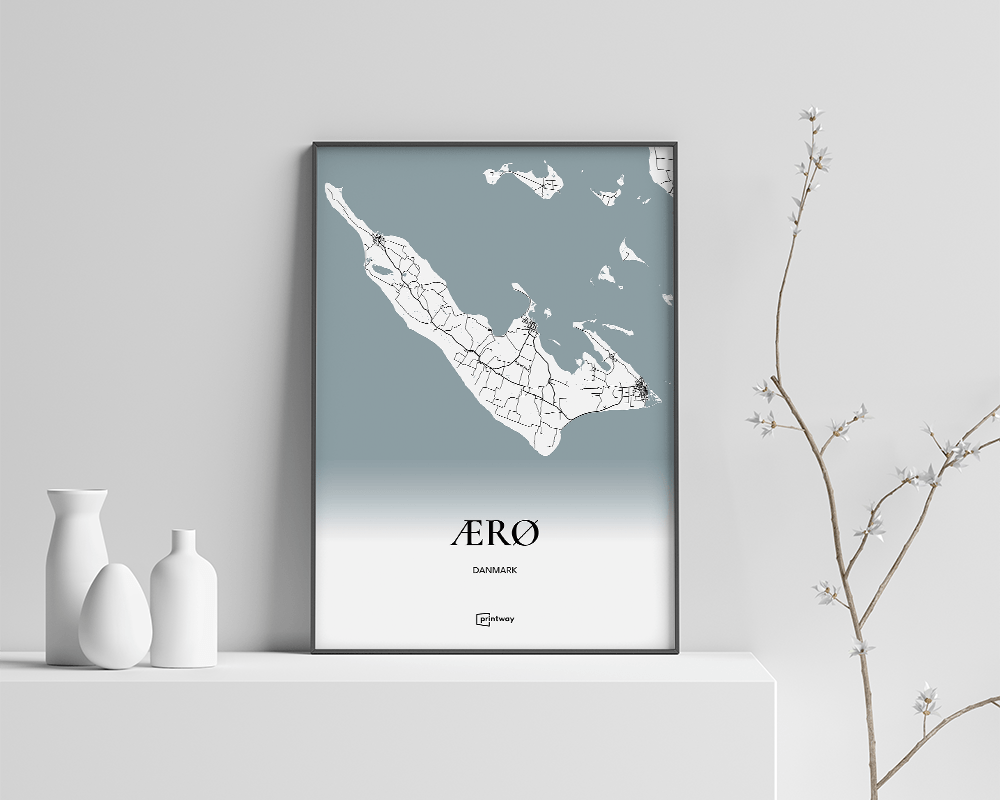 Ærø Bykort Plakat - Minimalistisk Design A4 Format